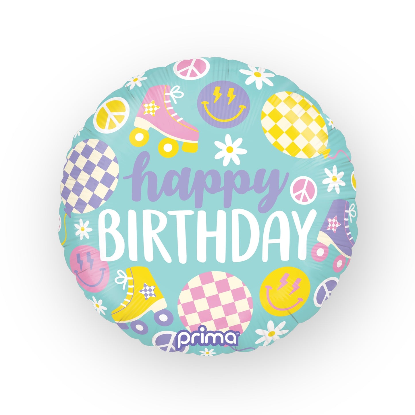 18" Round Retro Skates Birthday (1 Stk.)