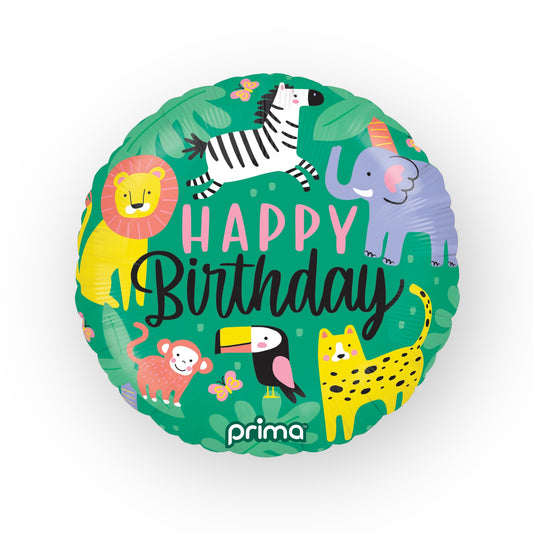 18" Round Happy Birthday Jungle (1 Stk.)