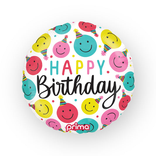 18" Round Birthday Happy Faces (1 Stk.)