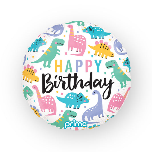 18" Round Birthday Colorful Dinos (1 Stk.)