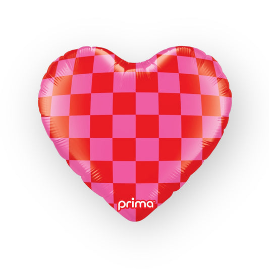 18" Heart Red & Pink Checker (1 Stk.)