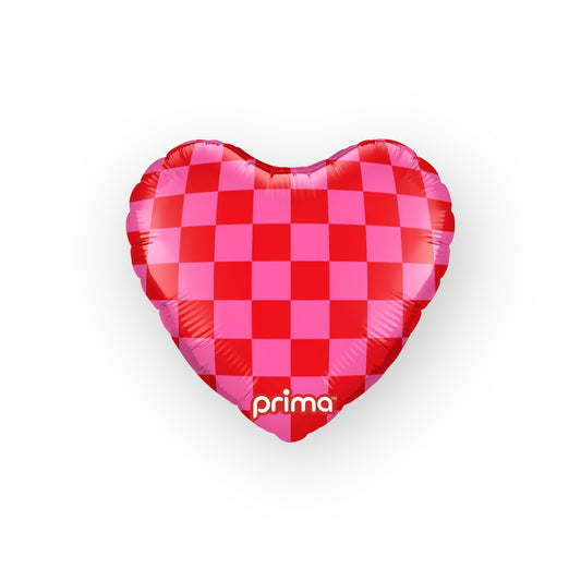 9" Heart Red & Pink Checker (6 Stk.)