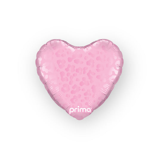 9" Heart Light Pink Matte & Shiny Leopard Print (6 Stk.)